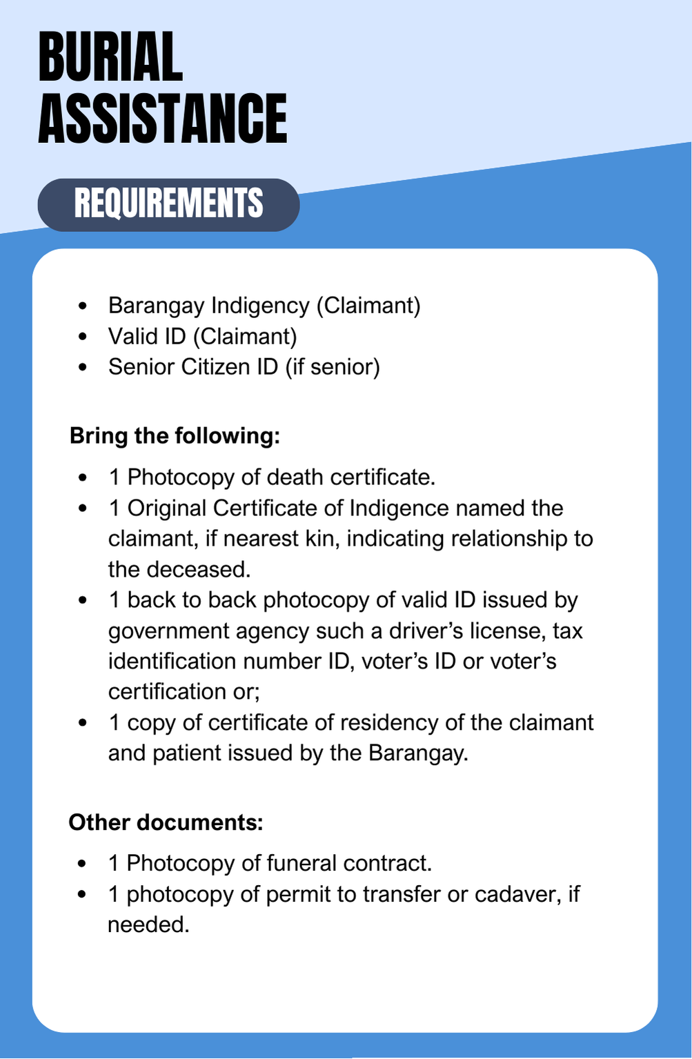 Burial Assistance Requirements